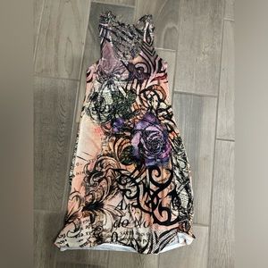 Vintage Y2K 2000s floral design tank dress with rhinestones